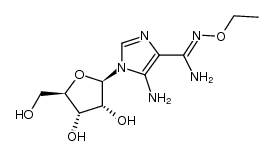 5-氨基-1-β-D-呋喃核糖基咪唑-4-甲酰胺 O-乙基肟 结构式