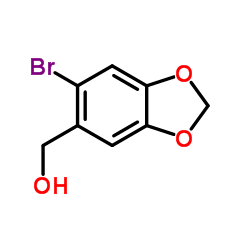 (6-溴-1,3-苯并二氧代l-5-基)甲醇 结构式