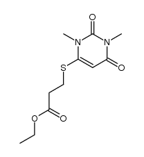 Propanoic acid, 3-[(1,2,3,6-tetrahydro-1,3-dimethyl-2,6-dioxo-4-pyrimidinyl)thio]-, ethyl ester 结构式