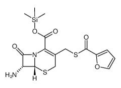 5-Thia-1-azabicyclo[4.2.0]oct-2-ene-2-carboxylic acid, 7-amino-3-[[(2-furanylcarbonyl)thio]methyl]-8-oxo-, trimethylsilyl ester, (6R,7R)- 结构式