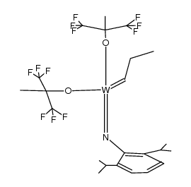 [2,6-双(1-甲基乙基)苯氨基(2-)]双(1,1,1,3,3,3-六氟-2-甲基-2-丙醇根)丙亚基钨 结构式