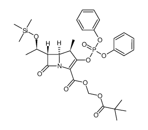 (4R,5R,6S)-6-[(1R)-1-三甲基硅氧基乙基]-3-二苯基磷酰氧基-4-甲基-7-氧代-1-氮杂双环[3.2.0]庚-2-烯-2-羧酸新戊酰氧甲酯 结构式
