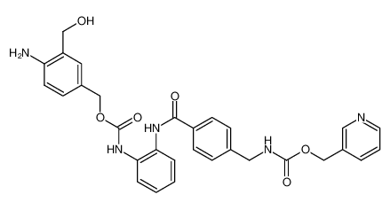 4-amino-3-(hydroxymethyl)benzyl (2-(4-((((pyridin-3-ylmethoxy)carbonyl)amino)methyl)benzamido)phenyl)carbamate 结构式