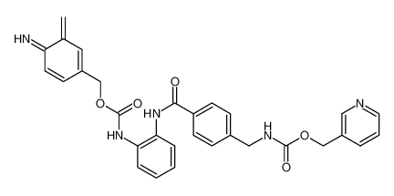 (4-imino-3-methylenecyclohexa-1,5-dien-1-yl)methyl (2-(4-((((pyridin-3-ylmethoxy)carbonyl)amino)methyl)benzamido)phenyl)carbamate 结构式