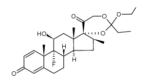(11β,16β)-17,21-[(1-乙氧基丙基亚基)二(氧基)]-9-氟-11-羟基-16-甲基孕甾-1,4-二烯-3,20-二酮 结构式
