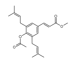 3-[4-acetoxy-3,5-bis(3-methyl-2-butenyl)phenyl]-(2E)-propenoic acid methyl ester 结构式