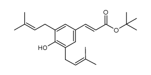 叔丁基 (E)-3-[4-羟基-3,5-双(3-甲基-2-丁烯基)苯基]丙烯酸酯 结构式