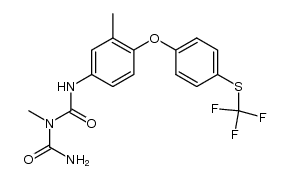 3-甲基-5-[3-甲基-4-(4-三氟甲硫基苯氧基)苯基]缩二脲 结构式