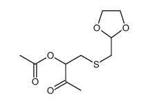 3-乙酰氧基-4-[(1,3-二氧戊环-2-基甲基)硫代]-2-丁酮 结构式