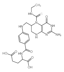 N-[4-[[[2-氨基-5-[(乙氨基)硫代甲酰基]-1,4,5,6,7,8-六氢-4-氧代-6-蝶啶基]甲基]氨基]苯甲酰基]-L-谷氨酸 结构式