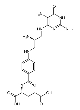 N-[4-[[2(R)-氨基-3-[(2,5-二氨基-4(3H)-氧代嘧啶-6-基)氨基]丙基]氨基]苯甲酰基]-L-谷氨酸 结构式