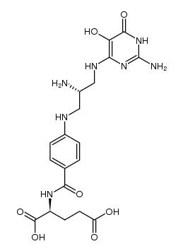 N-[4-[[2-氨基-3-[(2-氨基-1,6-二氢-5-羟基-6-氧代-4-嘧啶基)氨基]丙基]氨基]苯甲酰基]-L-谷氨酸 结构式
