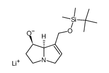 1H-Pyrrolizin-1-ol, 7-[[[(1,1-dimethylethyl)dimethylsilyl]oxy]methyl]-2,3,5,7a-tetrahydro-, lithium salt (1:1), (1R,7aR)-rel- 结构式