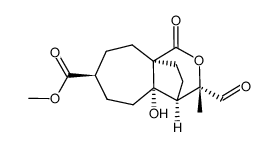 1H-4,9a-Ethanocyclohepta[c]pyran-7-carboxylic acid, 3-formyloctahydro-4a-hydroxy-3-methyl-1-oxo-, methyl ester, (3S,4R,4aS,7S,9aR)- 结构式