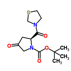 (2S)-4-氧代-2-(3-噻唑烷基羰基)-1-吡咯烷羧酸叔丁酯 结构式