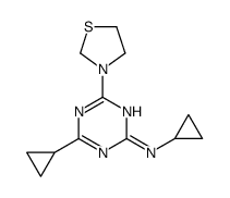N,4-二环丙基-6-(1,3-噻唑烷-3-基)-1,3,5-三嗪-2-胺 结构式