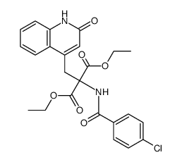 2-(4-氯苯甲酰基)氨基-2-(2-氧代-1,2-二氢喹啉-4-基)甲基丙二酸二乙酯 结构式