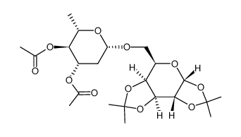 α-D-吡喃半乳糖,6-O-(3,4-二-O-乙酰基-2,6-二脱氧-β-L-阿拉伯吡喃糖基)-1,2:3,4-双-O-(1-甲基亚乙基)- 结构式