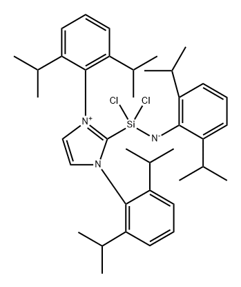 1H-Imidazolium, 1,3-bis[2,6-bis(1-methylethyl)phenyl]-2-[[[2,6-bis(1-methylethyl)phenyl]amino]dichlorosilyl]-, inner salt 结构式