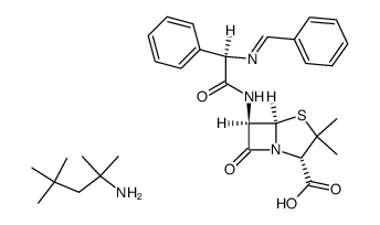 6β-((R)-2-苯亚甲基氨基-2-苯基乙酰氨基)青霉烷酸 1,1,3,3-四甲基丁胺盐 结构式