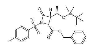 2-Azetidinecarboxylic acid, 3-[(1R)-1-[[(1,1-dimethylethyl)dimethylsilyl]oxy]ethyl]-1-[(4-methylphenyl)sulfonyl]-4-oxo-, phenylmethyl ester, (2R,3S)- 结构式