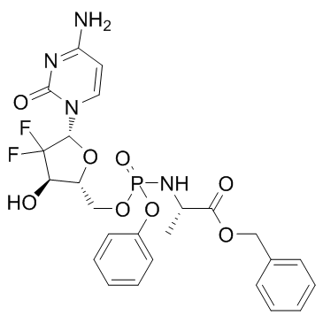 N-(2'-脱氧-2',2'-二氟-P-苯基-5'-胞苷酰)-L-丙氨酸苄酯 结构式