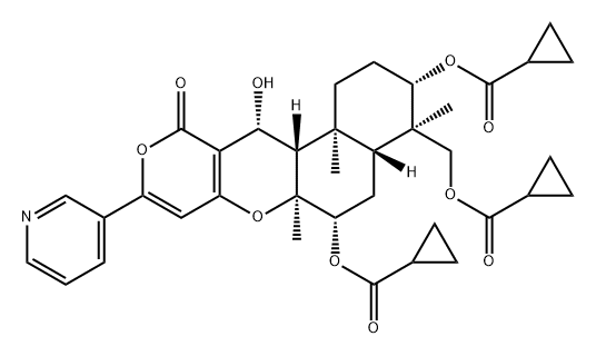 1,7,11-三-O-环丙羰基-1,7,11-三脱乙酰基吡啶吡喃酮A 结构式