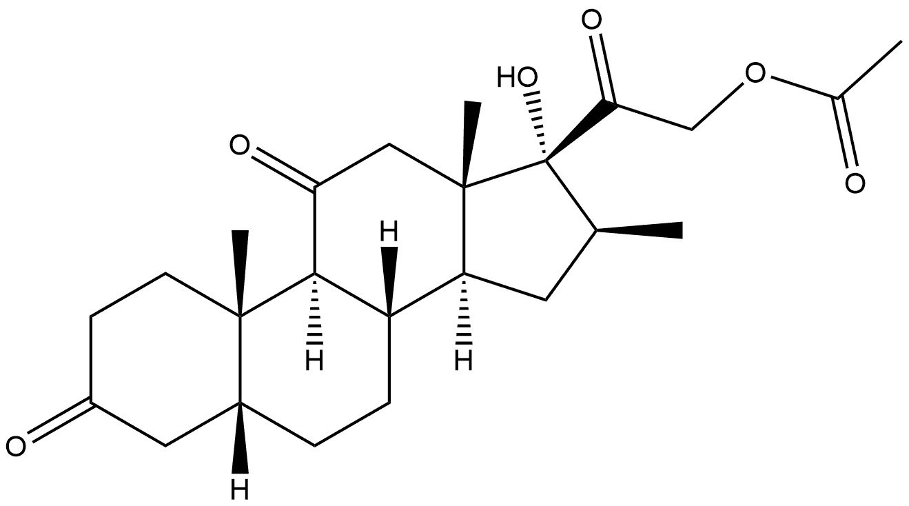 21-乙酰氧基-17-羟基-16β-甲基-5β-孕甾烷-3,11,20-三酮 结构式