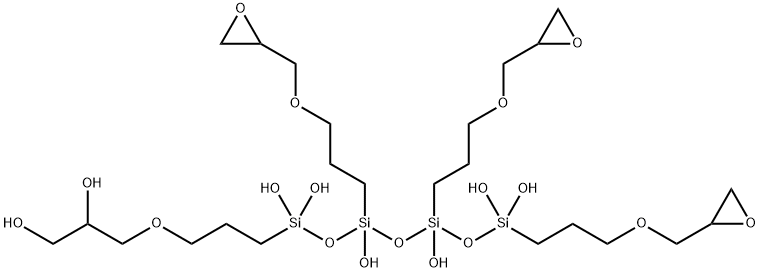 2,7,9,11,16-Pentaoxa-6,8,10,12-tetrasilanonadecane-6,6,8,10,12,12,18,19-octol, 1-(2-oxiranyl)-8,10-bis[3-(2-oxiranylmethoxy)propyl]- 结构式