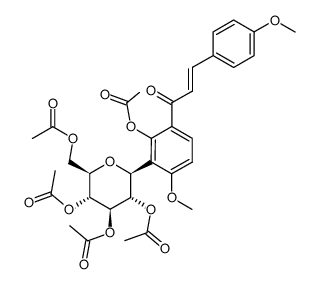 2-Propen-1-one, 1-[2-(acetyloxy)-4-methoxy-3-(2,3,4,6-tetra-O-acetyl-β-D-glucopyranosyl)phenyl]-3-(4-methoxyphenyl)- 结构式