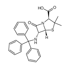 4-Thia-1-azabicyclo[3.2.0]heptane-2-carboxylic acid, 3,3-dimethyl-7-oxo-6-[(triphenylmethyl)amino]-, (2S,5R,6R)- 结构式