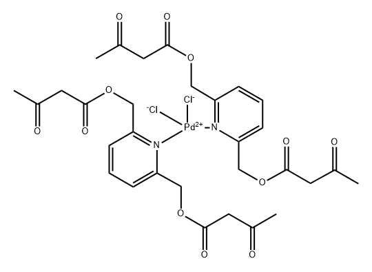 二氯双[2,6-吡啶二基双(亚甲基)双(3-氧代丁酸根)-N]合钯(SP-4-1)- 结构式