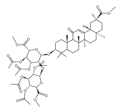 α-D-Glucopyranosiduronic acid, (3β,20β)-29-methoxy-11,29-dioxoolean-12-en-3-yl 2-O-(2,3,4-tri-O-acetyl-6-methyl-β-D-glucopyranuronosyl)-, methyl ester, diacetate (9CI) 结构式