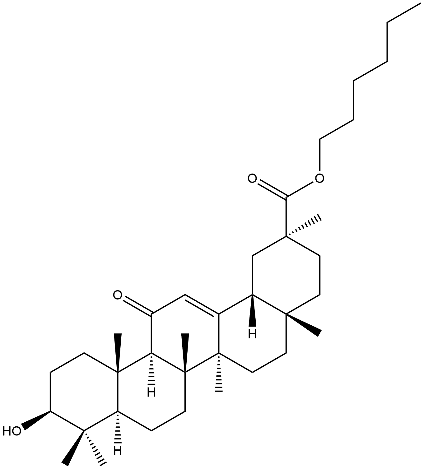 3β-羟基-11-氧代齐墩果-12-烯-29-酸己酯 结构式