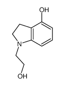 1-(2-羟乙基)-2,3-二氢吲哚-4-醇 结构式