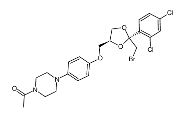 1-(4-{4-[(2R,4S)-2-溴甲基-2-(2,4-二氯苯基)-1,3-二氧戊环-4-基甲氧基]苯基}哌嗪-1-基)乙酮 结构式
