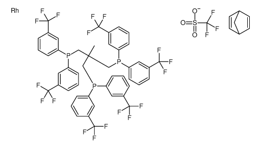 双环[2.2.1]庚-2,5-二烯-[3-双[3-(三氟甲基)苯基]膦基-2-[双[3-(三氟甲基)苯基]膦基甲基]-2-甲基丙基]-双[3-(三氟甲基)苯基]膦铑三氟甲磺酸盐 结构式
