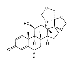 Pregna-1,4-dien-3-one, 11β-hydroxy-6α-methyl-17,20:20,21-bis(methylenedioxy)- (6CI) 结构式