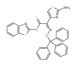 (Z)-2-(2-氨基噻唑-4-基)-2-三苯甲氧亚氨基乙酸(2-巯基苯并噻唑)酯 结构式