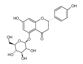 5-(β-D-吡喃葡萄糖氧基)-2,3-二氢-7-羟基-2-(4-羟基苯基)-4H-1-苯并吡喃-4-酮 结构式