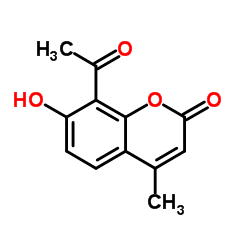 8-乙酰基-7-羟基-4-甲基-2H-1-苯并吡喃-2-酮 结构式
