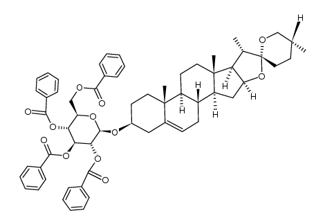 薯蓣基 2,3,4,6-O-四苯甲酰基-β-D-吡喃葡萄糖苷 结构式