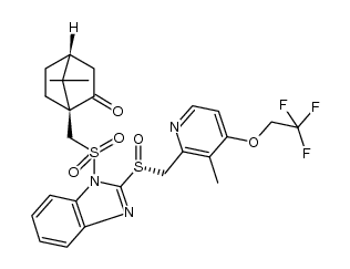 (1S,4R)-7,7-二甲基-1-[[[2-[(R)-[[3-甲基-4-(2,2,2-三氟乙氧基)-2-吡啶基]甲基]亚磺酰基]-1H-苯并咪唑-1-基]磺酰基]甲基]双环[2.2.1]庚-2-酮 结构式