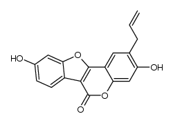 2-烯丙基-3,9-二羟基-苯并[4,5]呋喃并[3,2-c]色烯-6-酮 结构式
