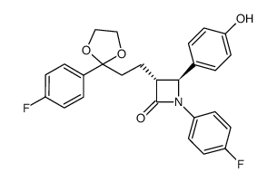 (3R,4S)-1-(4-氟苯基)-3-{2-[2-(4-氟苯基)-1,3-二氧戊环-2-基]乙基}-4-(4-羟基苯基)-氮杂环丁-2-酮 结构式