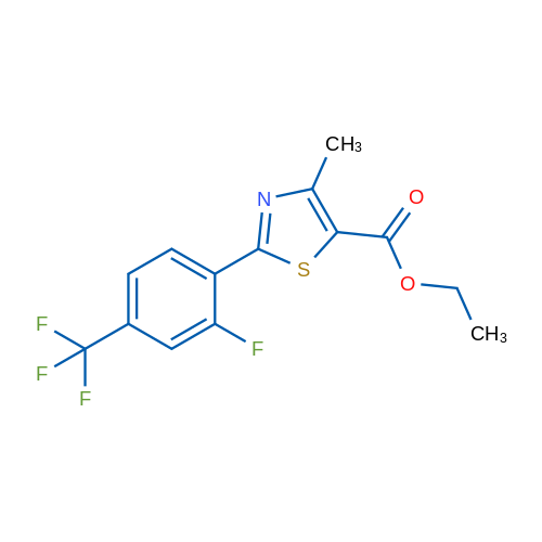 2-[2-氟-4-(三氟甲基)苯基]-4-甲基-1,3-噻唑-5-羧酸乙酯 结构式