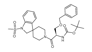(R)-叔丁基(3-(苄氧基)-1-(1-(甲磺酰基)螺[吲哚-3,4'-哌啶]-1'-基)-1-氧代丙烷-2-基)氨基甲酸酯 结构式