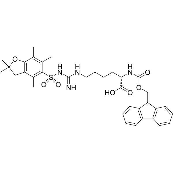 N-芴甲氧羰基-N'-(2,2,4,6,7-五甲基二氢苯并呋喃-5-磺酰基)-L-高精氨酸 结构式
