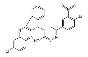 2-氯-6H-吲哚并[2,3-b]喹喔啉-6-乙酸 2-[1-(4-溴-3-硝基苯基)亚乙基]酰肼 结构式