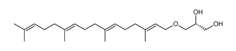 1,2-Propanediol, 3-[[(2E,6E,10E)-3,7,11,15-tetramethyl-2,6,10,14-hexadecatetraen-1-yl]oxy]-, (2R)- 结构式